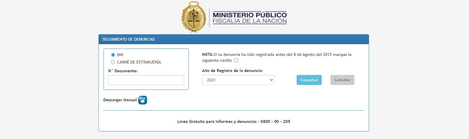 Para acceder a este servicio virtual del Ministerio Público, solo debe contar con su número de documento de identidad. (Imagen: Ministerio Público)