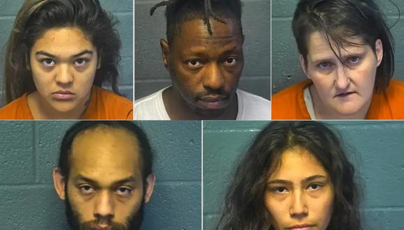 Karen Gonzales, Kenneth Nelson, Sarah Hayes, Steven Hill y Thalia Gibson secuestraron a una joven de 15 años en un juego de los Dallas Mavericks. (Policía de Oklahoma).