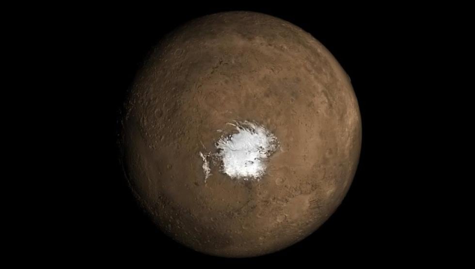 Marte tiene dos capas gigantes de hielo en sus polos, ambas con un par de kilómetros de grosor. (Foto: NASA)