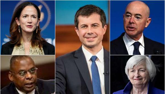 Alejandro Mayorkas, Janet Yellen y Lloyd Austin son algunos de los nominados para el gabinete de Joe Biden. (Foto: AFP)