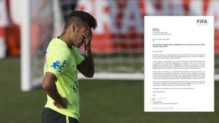 Neymar: FIFA aclaró dudas sobre suspensión a brasileño en Copa