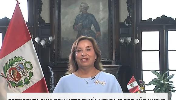 La presidenta Dina Boluarte brindó un mensaje a la nación por el año nuevo. (Foto: Captura Presidencia)