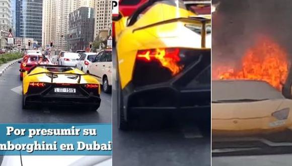 Un hombre lamentará toda su vida ser tan presumido con su lujoso vehículo que terminó en llamas. Esto ocurrió en Dubai y el video fue publicado en Facebook. (Foto: captura de video)