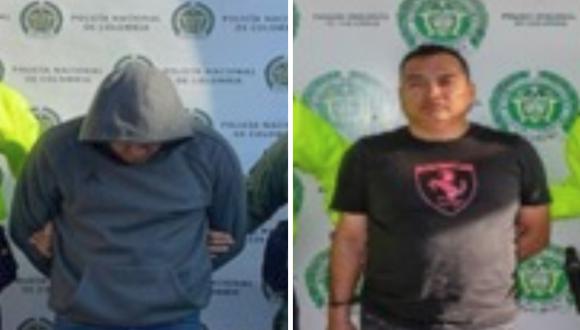 José Orlando Buitrago Rodríguez, alias 'Tito El Borracho', y Mauricio Hernando Pinilla Figueroa, alias 'Mauro', capturados por la Policía de Colombia el 4 de febrero de 2024. (Fotos de Twitter/X @FiscaliaCol)