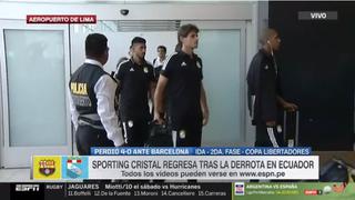 Sporting Cristal llegó a Lima tras perder 4-0 contra Barcelona por Copa Libertadores