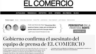 "El Comercio" de Ecuador en duelo por asesinato de sus periodistas