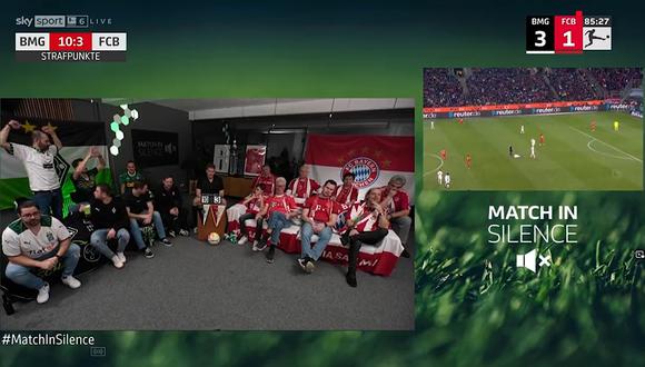 Dos grupos de hinchas vivieron el Bayern Múnich vs Borussia Mönchengladbach en absoluto silencio | Foto: Captura