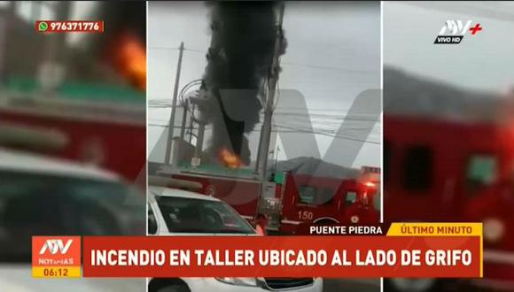 De acuerdo a los Bomberos la emergencia se reportó a las 5:39 a.m al lado del grifo Vipusa en Puente Piedra. (Captura: ATV Noticias)