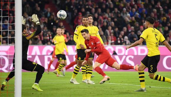 El último gol de Lewandowski al Borussia Dortmund. (Foto: AFP)