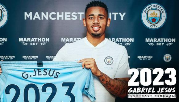 Gabriel Jesus ganó dos títulos en Inglaterra (Foto: Twitter).