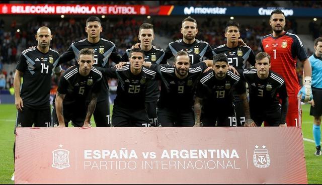 La selección argentina el día del encuentro ante España. (Foto: