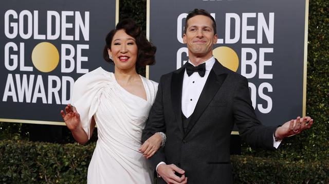 Globos de Oro 2019: Sandra Oh y Andy Samberg, se lucen en la alfombra roja