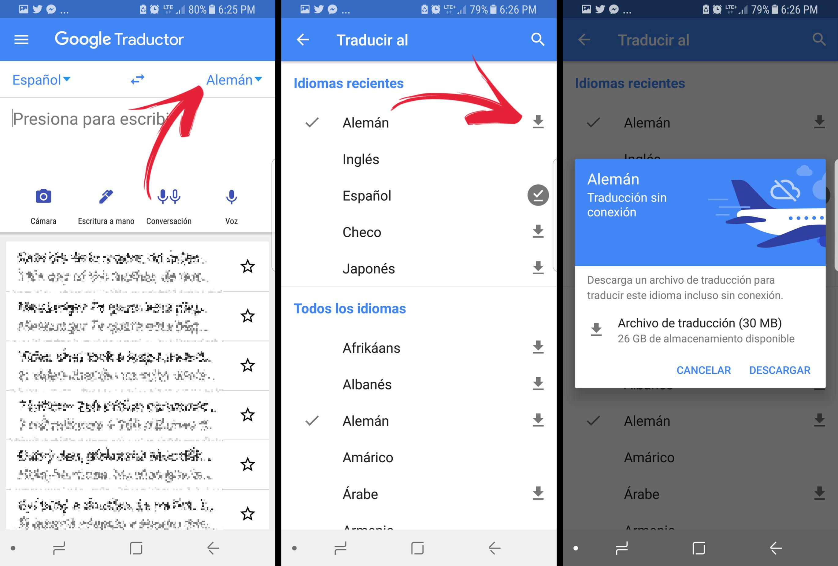 Así puedes descargar un idioma en Google Traductor. (Foto: Google Traductor / El Comercio)