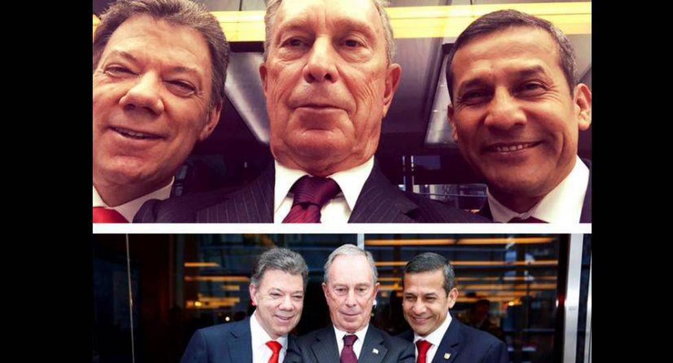 Santos, Bloomberg y Humala juntos en Nueva York (Foto: @MikeBloomberg)