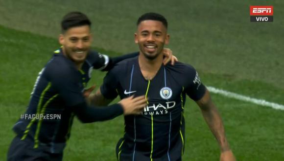Gabriel Jesús colocó el 1-0 en el Manchester City vs. Brighton en el marco de las semifinales de la FA Cup (Video: ESPN)