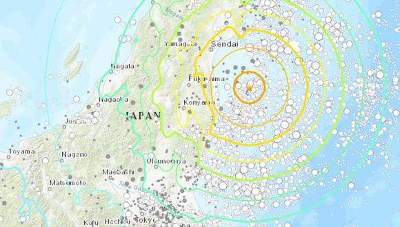Japón activa la alerta de tsunami tras fuerte terremoto de 7.3 en Fukushima. (Foto: USGS)