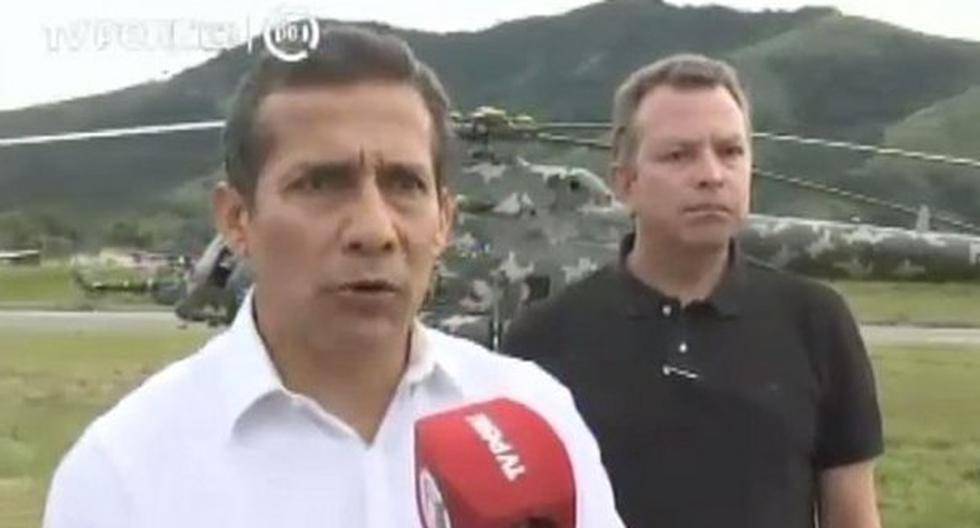 Ollanta Humala visitó la base militar de Mazamari. (Foto: captura)