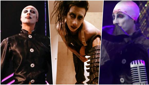 En los extremos, Mike Bravo como Marilyn Manson en la final de "Yo soy". Al centro, uno de los múltiples looks que utilizó para caracterizar a Marilyn Manson. (Fotos: Latina/ Mike Bravo en Instagram)