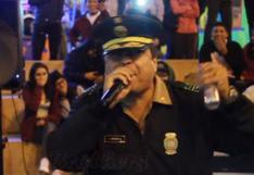 Policía es la sensación cantando en un "freestyle" en Chorrillos