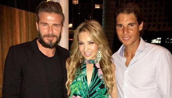 Thalía compartió foto que se tomó con David Beckham y Nadal