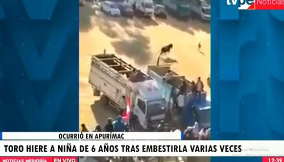 El hecho ocurrió durante una corrida de toro en el distrito de Santa María de Chicmo, en Andahuaylas. (TV Perú)