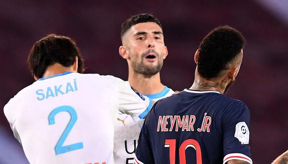 Neymar y Álvaro González tuvieron un fuerte cruce en el PSG vs. Olympique Marsella. (Foto: AFP)