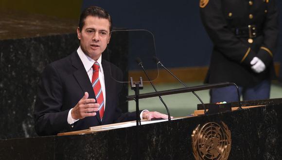El presidente de México, Enrique Peña Nieto, se dirige a la 73ª sesión de la Asamblea General en las Naciones Unidas en Nueva York el 25 de septiembre de 2018. (Foto de Bryan R. Smith / AFP)