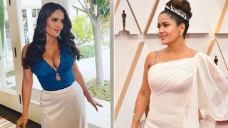 Oscars 2020: Salma Hayek dejó de lado sus tradicionales escotes y lució un recatado vestido