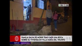 VMT: Familia salva de morir tras caer una roca sobre su vivienda