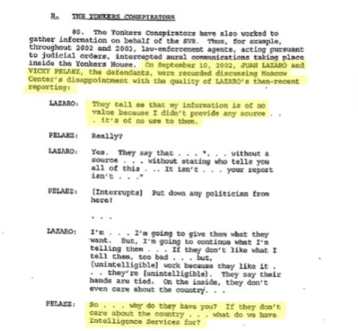 Documents presented by the American justice during the process against the 10 spies. 