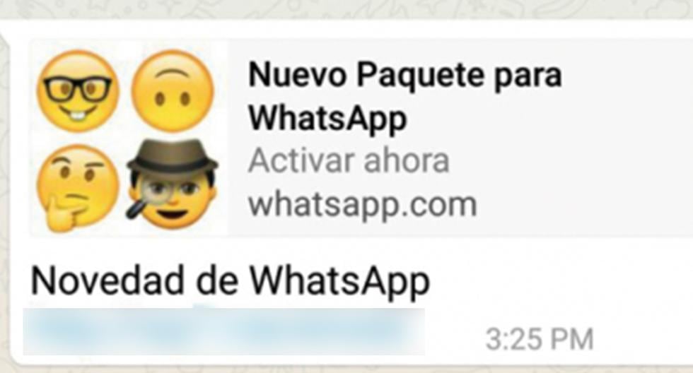 ¡Cuidado! Entérate lo que pasa si recibes este mensaje en tu WhatsApp. No descargues estos emojis que tu smartphone se contagiará de virus. (Foto: Captura)