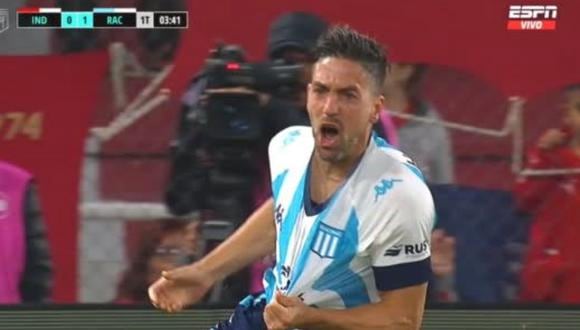 Gabriel Hauche anotó el 1-0  de Racing vs. Independiente. (Foto: captura de pantalla - ESPN)