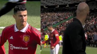 Cristiano Ronaldo: decepción por la derrota y ni cruzó miradas con el DT de Manchester United | VIDEO