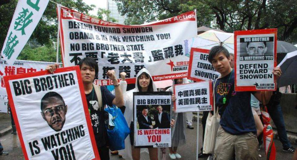 Manifestantes en Hong Kong apoyan a Snowden. (Foto: Cortesía Wikimedia)