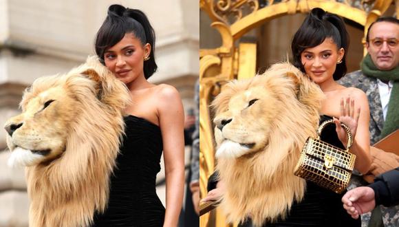 La menor del clan Kardashian lució un largo vestido negro con la cabeza de un león en tamaño real. (Foto: Getty Images)