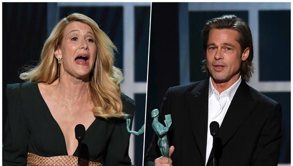 SAG Awards. Laura Dern y Brad Pitt, ganadores en los Screen Actors Guild Awards a Mejor actriz de reparto en cine y Mejor actor de reparto en cine. Fotos: AFP.