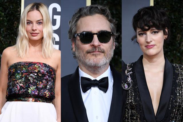 Globos de oro 2020. De izquierda a derecha Margot Robbie ("Bombshell"), Joaquin Phoenix ("Joker") y Phoebe Waller-Bridge ("Fleabag"). Foto: AFP.