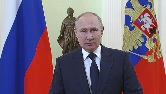 Vladimir Putin, presidente ruso, en un mansaje a la nación. "(AFP/Russian Presidential Press Service)