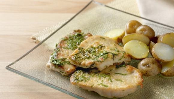 Escalopes de cerdo con papas coctel