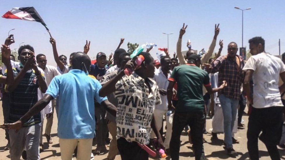 There were large street protests calling for an end to President Omar al-Bashir's rule of almost three decades.  (GETTY IMAGES).