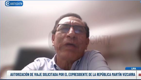 Martín Vizcarra participó en la audiencia para asegurar que solo le han rechazado el permiso para viajar por temas laborales. (Justicia TV)
