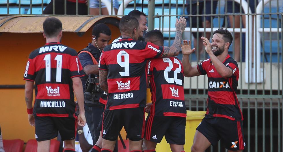 Paolo Guerrero y Miguel Trauco fueron protagonistas del partido Flamengo vs Madureira. (Foto: Mengao)