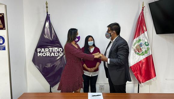 El Partido Morado elegirá su próximo presidente entre Narescka Culqui y Luis Durán. (Foto: Twitter Partido Morado)