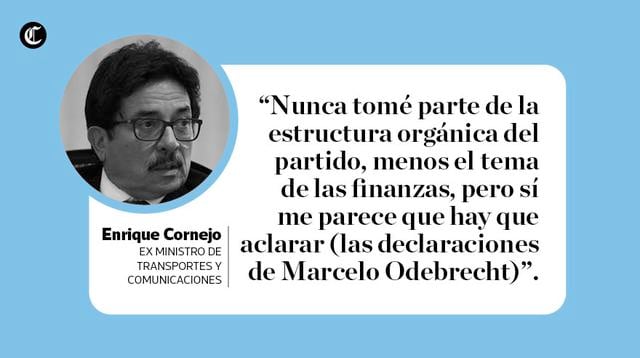 Enrique Cornejo el 19 de julio 2017 comentando las declaraciones de Marcelo Odebrecht sobre presuntos aportes a las campañas del Partido Aprista. (Composición: El Comercio)