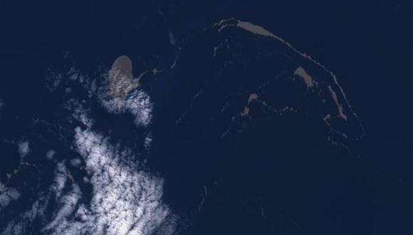 La imagen satelital de la "balsa" de pómez tomada el 21 de agosto. (EUROPEAN UNION/ COPERNICUS SENTINEL)