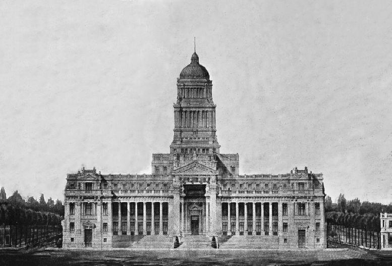 Proyecto original para la construcción del Palacio de Justicia por el Arq. Polaco Bruno Paprowscky. (Poder Judicial)