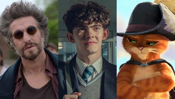 "Doble discurso", "Heartstopper 2" y "El gato con botas: el último deseo” se ubican entre los estrenos de la semana. (Fotos: Prime Video/Netflix/DreamWorks)