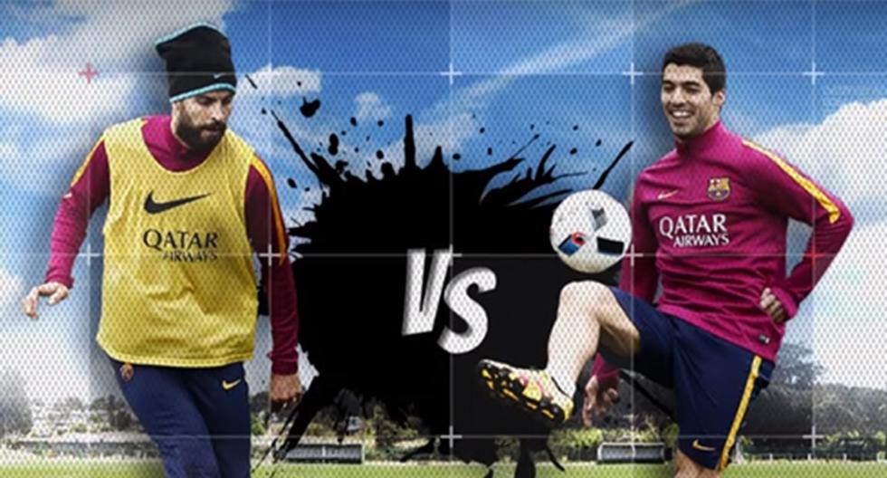 Luis Suárez y Gerard Piqué ya se habían encontrado en un duelo de disparos al arco. Esta vez, las estrellas del FC Barcelona protagonizaron el segundo round (Foto: Captura - YouTube)