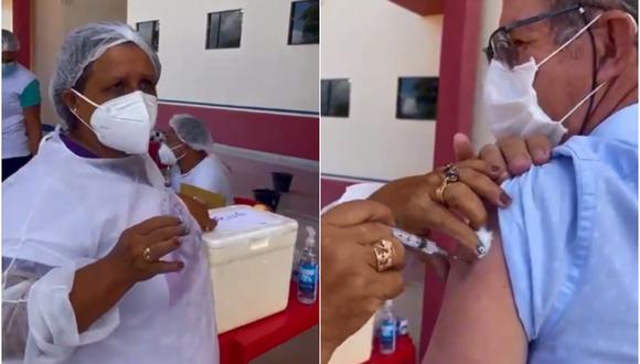 Acusan a enfermera de reutilizar jeringas en vacunación contra covid-19. (Foto: @Joana73426614 / Twitter)