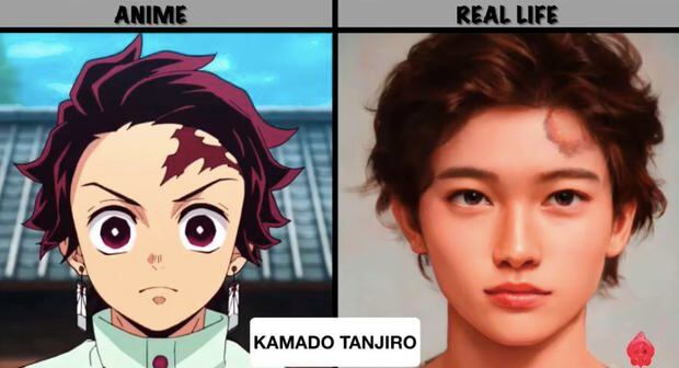 Imagen realizada por inteligencia artificial que muestra cómo se vería Tanjiro Kamado en la vida real (Foto: Anime Data PH)